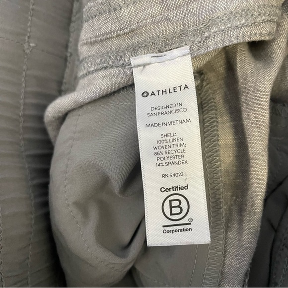 Athleta Women’s 6 Pull On Elastic Waist Gray Linen Wide Leg Pants Comfort Travel - Picture 7 of 12